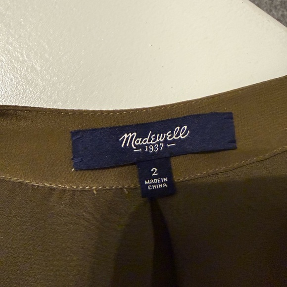 Madewell Moonset Olive Green Silk Mini Dress - Picture 5 of 5